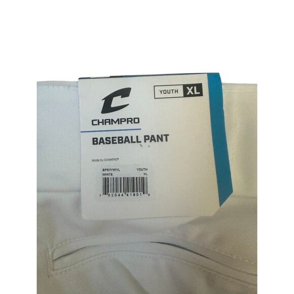 CHAMPRO Youth Triple Crown 2.0 Open Bottom White Baseball Pants Size XL NEW NWT - Picture 3 of 6